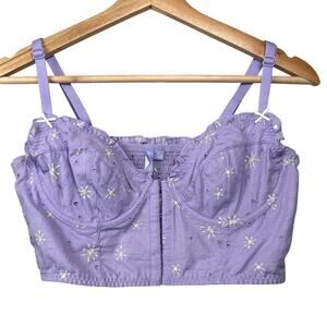 Florence by Mills Eyelet Embriodered Crop Top Women's M Lilac Purple NWT